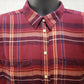 Joe Fresh Women Plaid Shirt Top Red Shades Button Down Long Sleeve Large Pockets