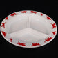 Hazel Atlas Milk Glass Child's Divided Bowl Dish Red Animal Border USA Vintage