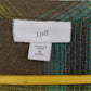 J.Jill Plaid Embroidered Popover Shirt Green Women's Medium Petite Long Sleeve