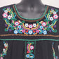 YZXDORWJ Embroidered Boho Shirt Black Crinkle Cotton Blend Short Sleeve Size XXL