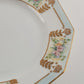 Tirschenreuth Bavaria Decagon Salad Plate Blue Border Enameled Flowers Gold Trim