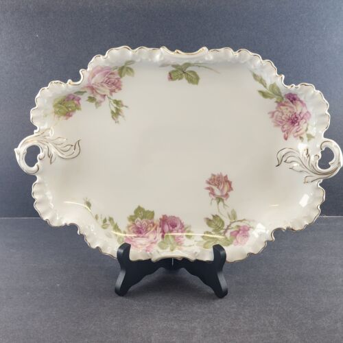 13.5” Platter Rosenthal R C Monbijou Rose China Scalloped Gold Leaf Bavaria