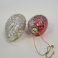 Columbia Glass Pinecone Christmas Ornaments Red Silver Pair 3.5" Missing Cap
