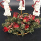 Angel Trio 3-Candle Holder Burgundy Floral Wreath Christmas Centerpiece 9"