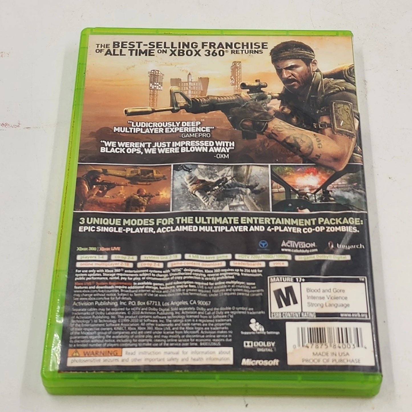 Call of Duty Black Ops Xbox 360 2010 Video Game w Manual Treyarch Activision FPS