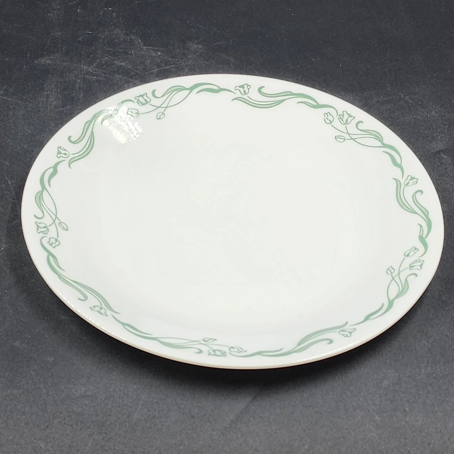 3 Corelle Emily Dinner Plates 10.25" Green Swirl Pattern Corning Ware USA