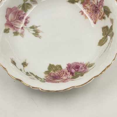Rosenthal RC Monbijou Fruit Bowl Bavaria Pink Roses Gold Scalloped Edge