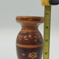 Hand Crafted Wooden Bud Vase Brown Carved Detailed Inlay Folk Art 6.9" Vintage