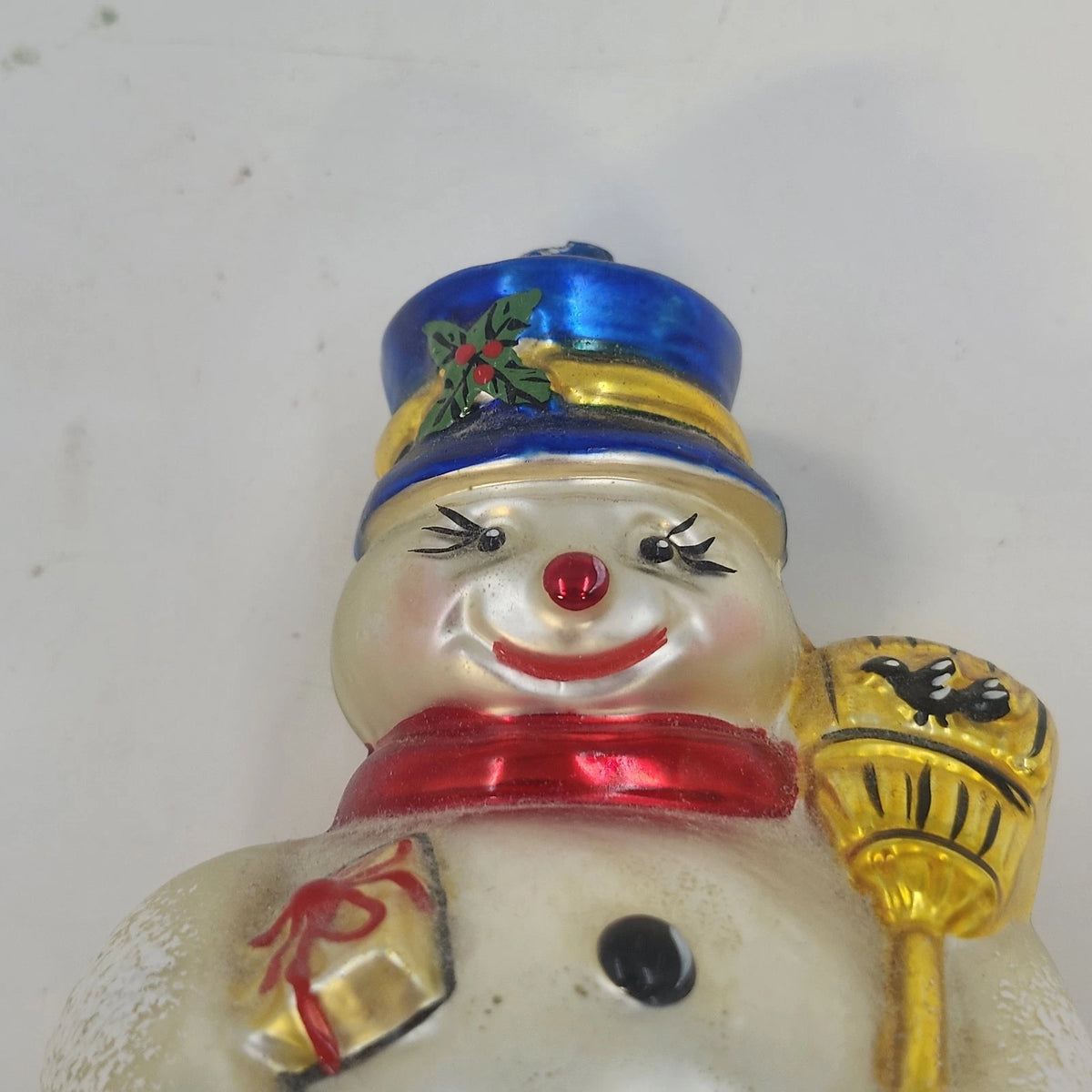 Lot 2 Blown Glass Snowman Christmas Ornaments Mercury Glass 5.75" & 4.75" Vtg