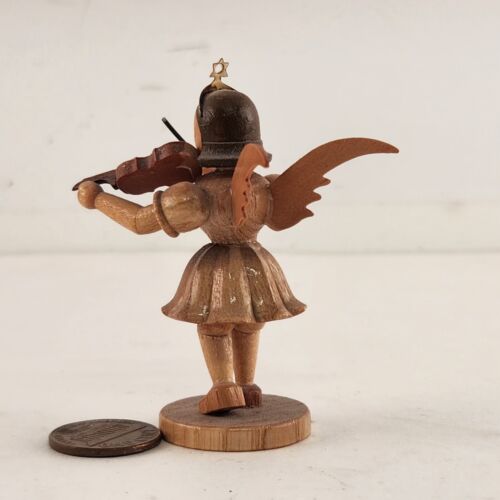 6 Pc Erzgebirge Wood Winged Angel Orchestra Playing Instruments Vintage 2½" Tall