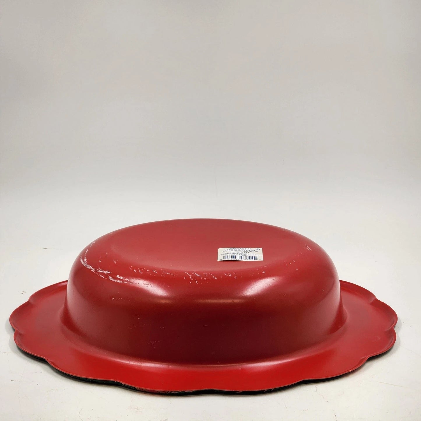 Berman Industries 13.5" Holiday Bowl Red Green Wreath Pinecones Plastic Vintage