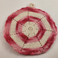 Lot of 2 Round Vintage Hand Crochet Knitted Potholders Red Pink and White