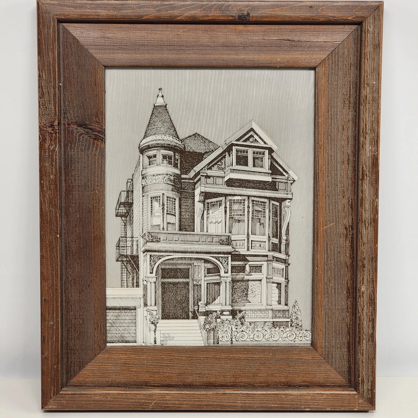 Victorian House by Martin Tang Computer Print San Francisco Brown Pine Frame