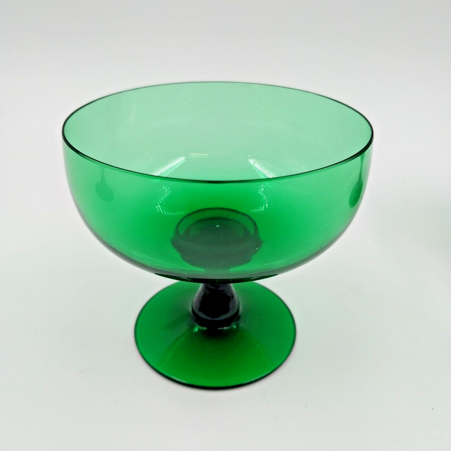 3 Sherbet Cups Green Depression Stemmed Foot Uranium Glass Vintage 3.5" across