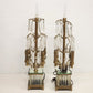 2 Gilt Brass Candelabra Table Lamps Antique Drop Crystal Prisms 4 Candle Lights