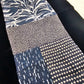 Blue Black Patchwork Table Runner 53" Reversible Luxury Black Velvet Boho Decor