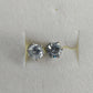 Round Clear Crystal Solitaire Stud Earrings Six Prong Silver Tone