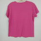 Basic Editions Women's Textured Knit V-Neck Top Pink Short Sleeve Size M