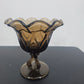 Westmoreland Smokey Brown Glass Footed Compote Scalloped Rim Pedestal Dish 5"
