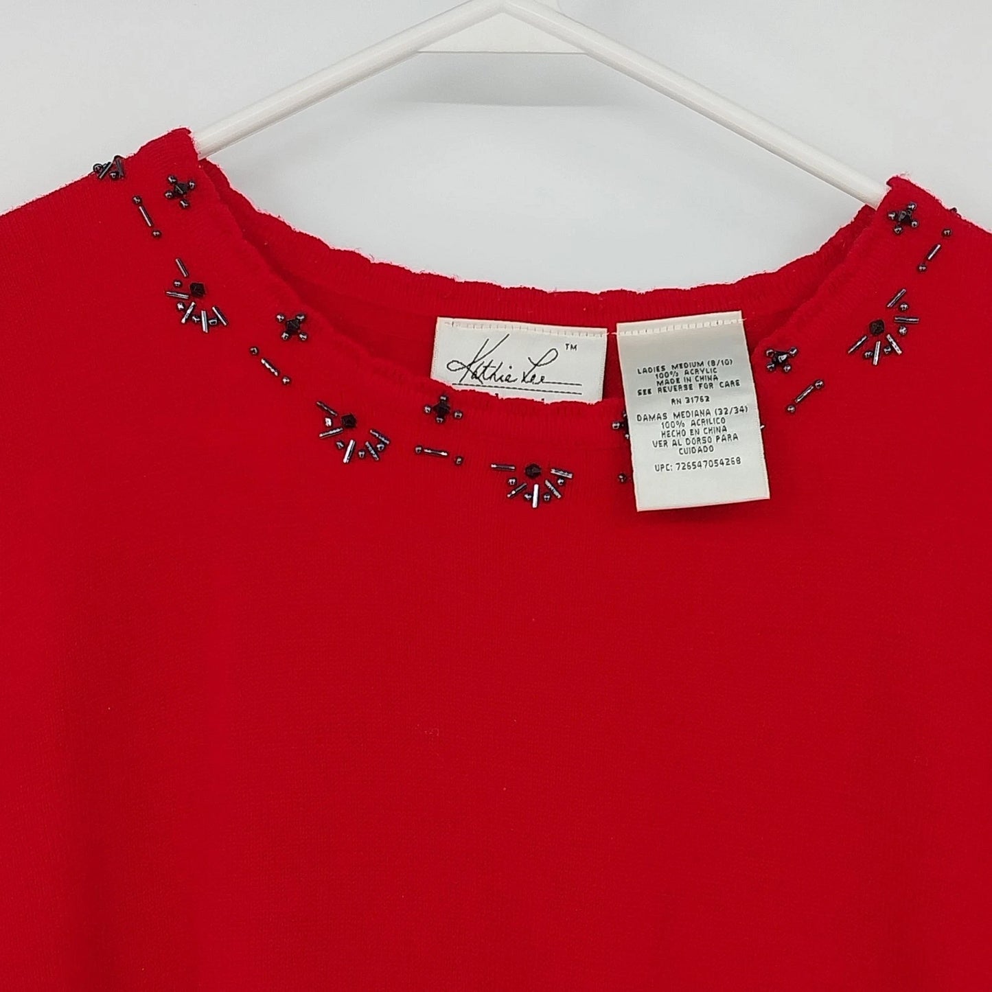Title: Kathie Lee Collection Women's Medium Beaded Neck Top Short Sleeve Shirt