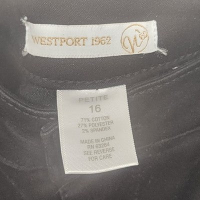 Westport 1962 Women's Black Straight Leg Stretch Denim Jeans 16 Petite High Rise