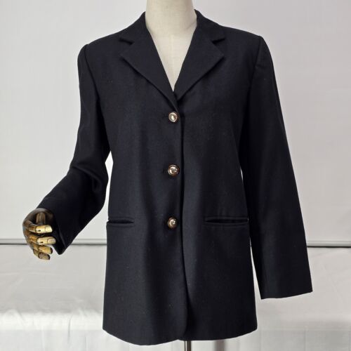 Club Classics Wool Blazer Women's 6 Black Lined Single Breasted 3-Button Pockets