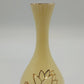 Golden Ware Bud Vase 22K Gold Lotus Floral Yellow Ceramic 9" Vtg Fluted Crazed