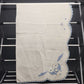 White Blue Hand Embroidered Linen Table Runner Vintage Minor Stain Pictured 40"