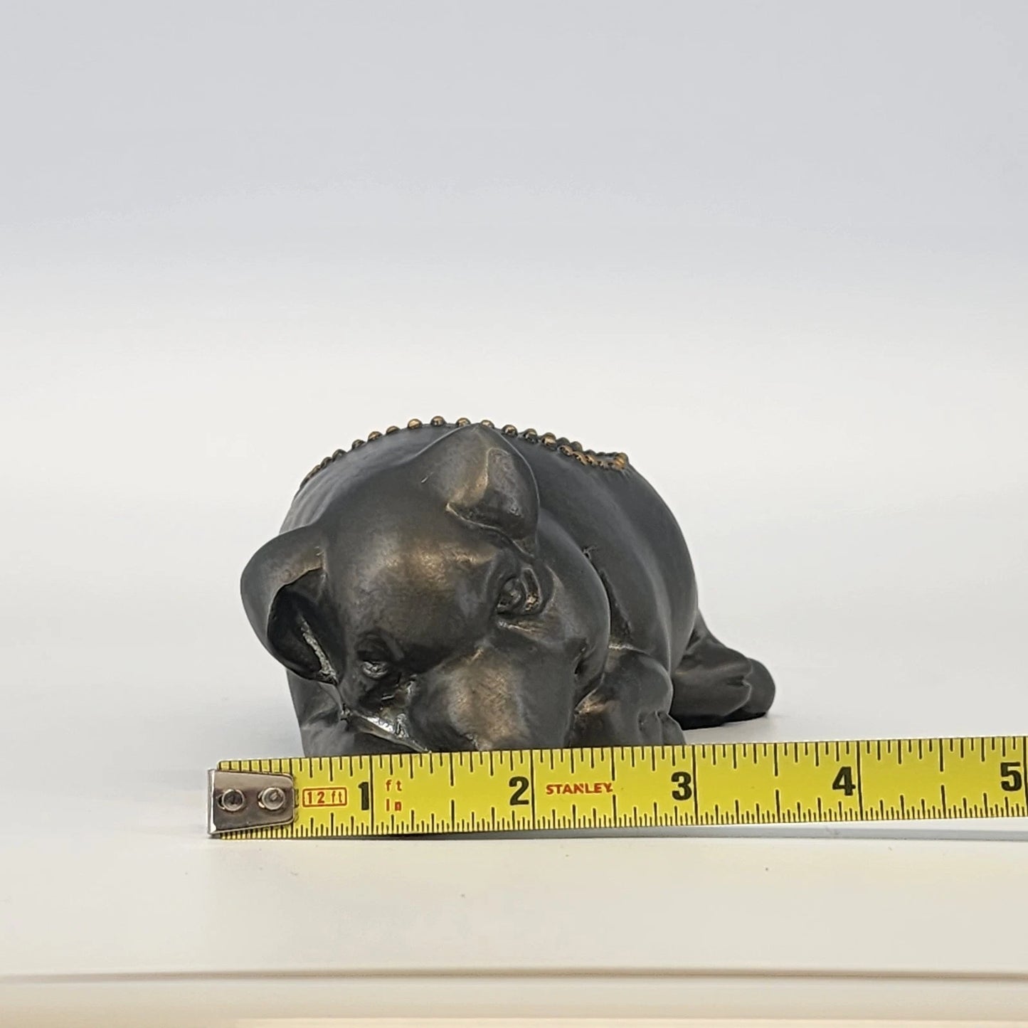 Pewter Sleeping Pig Oil Lamp Base Petites Choses Morton’s Steakhouse 7" USA Vtg