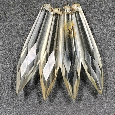 4 Rock Icicle Spear Crystal Glass Drop Chandelier Prisms 2.95" w Wire Connectors