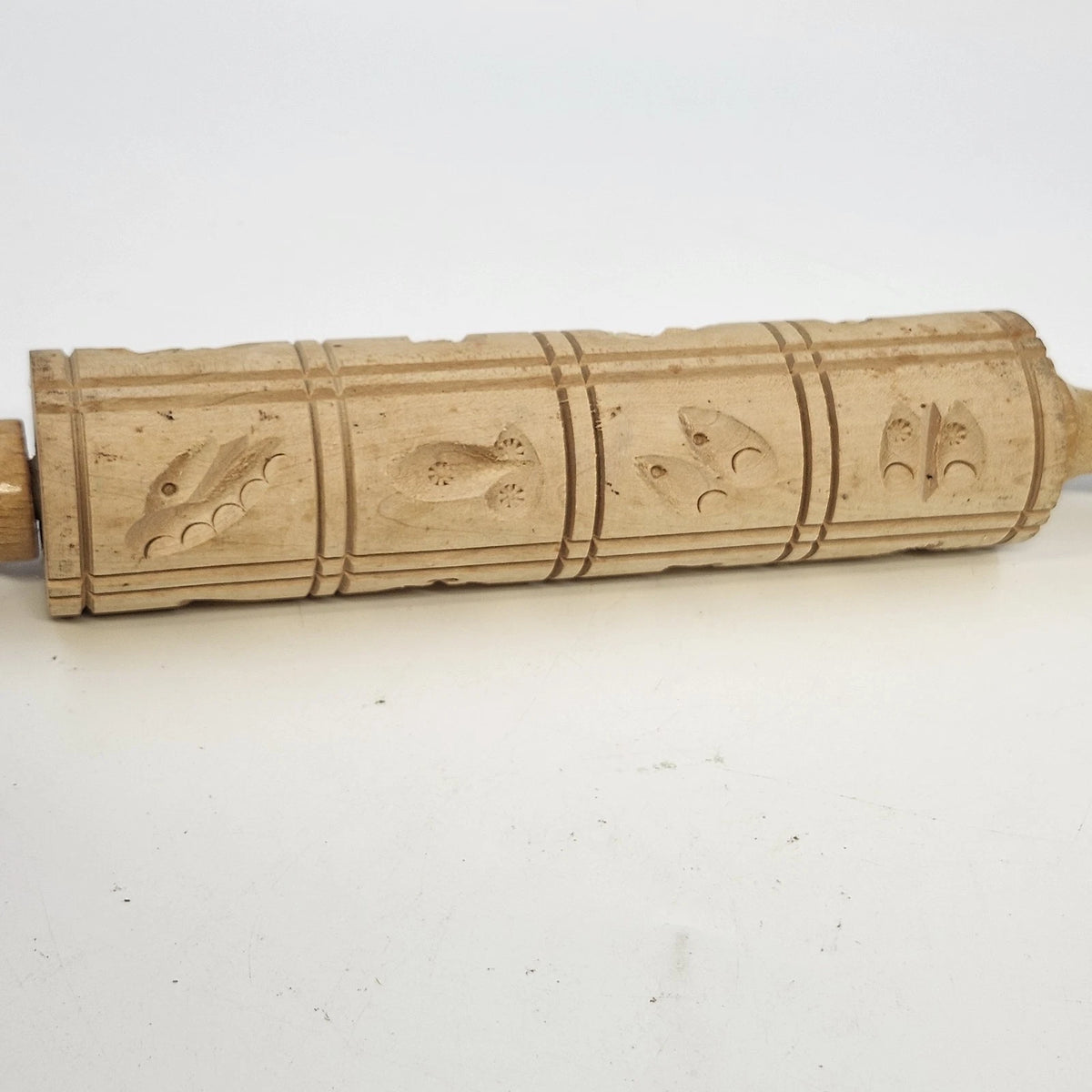 Springerle Cookie Roller Mold Rolling Pin 15" Embossed Natural Wood West Germany