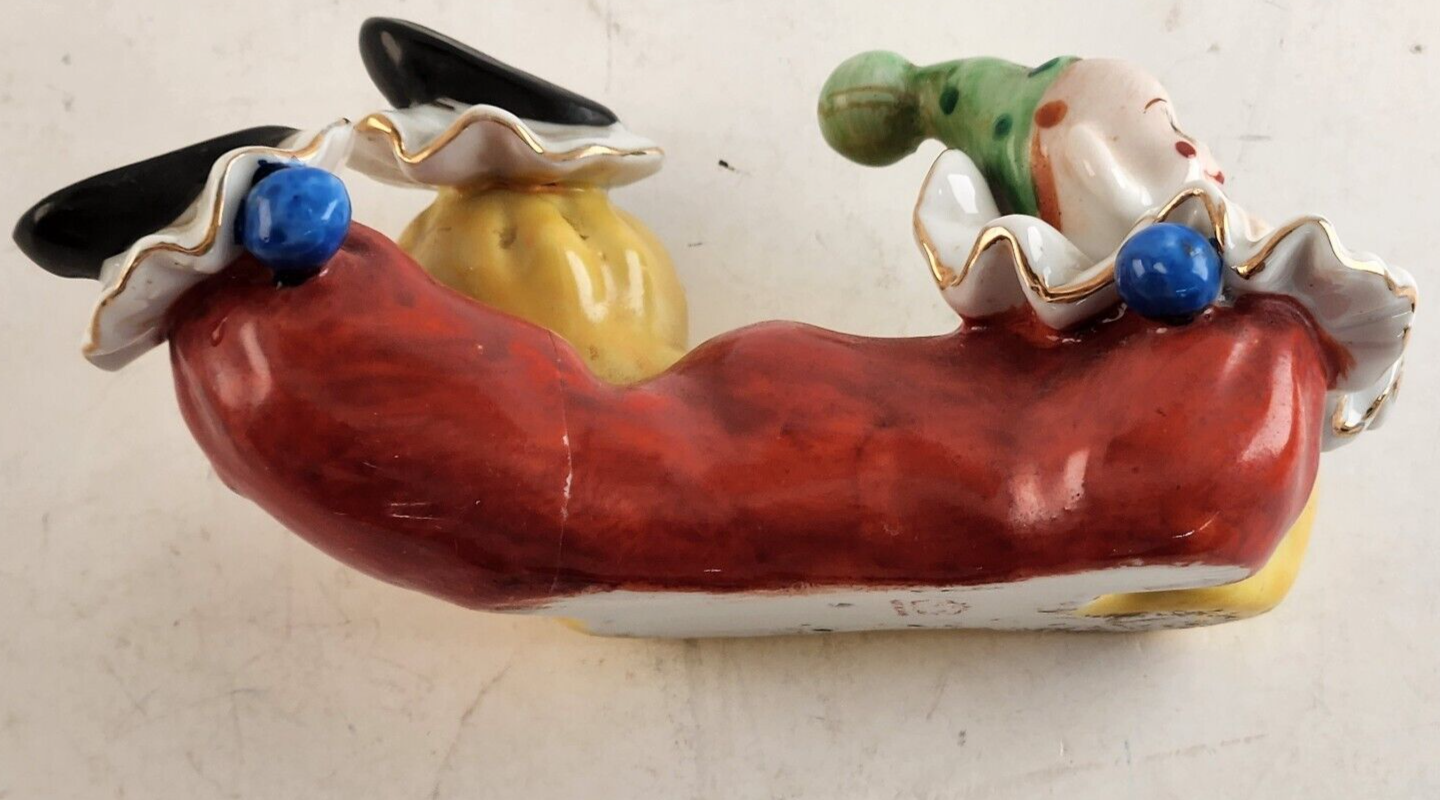 Clown Figurine Porcelain Ceramic Painted Red and Yellow Japan 1960s Vintage