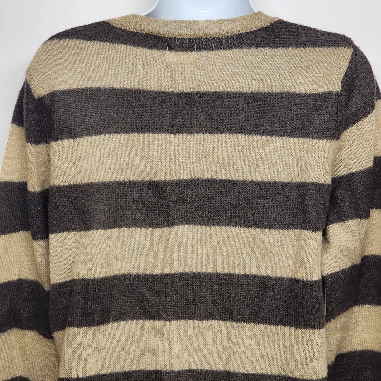 La Redoute Essentiels Striped Sweater Size 14/16 Beige Brown Button Front Macau