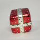 Czech Glass Christmas Present Gift Box Ornament Red Hand Painted 1.75" Vintage