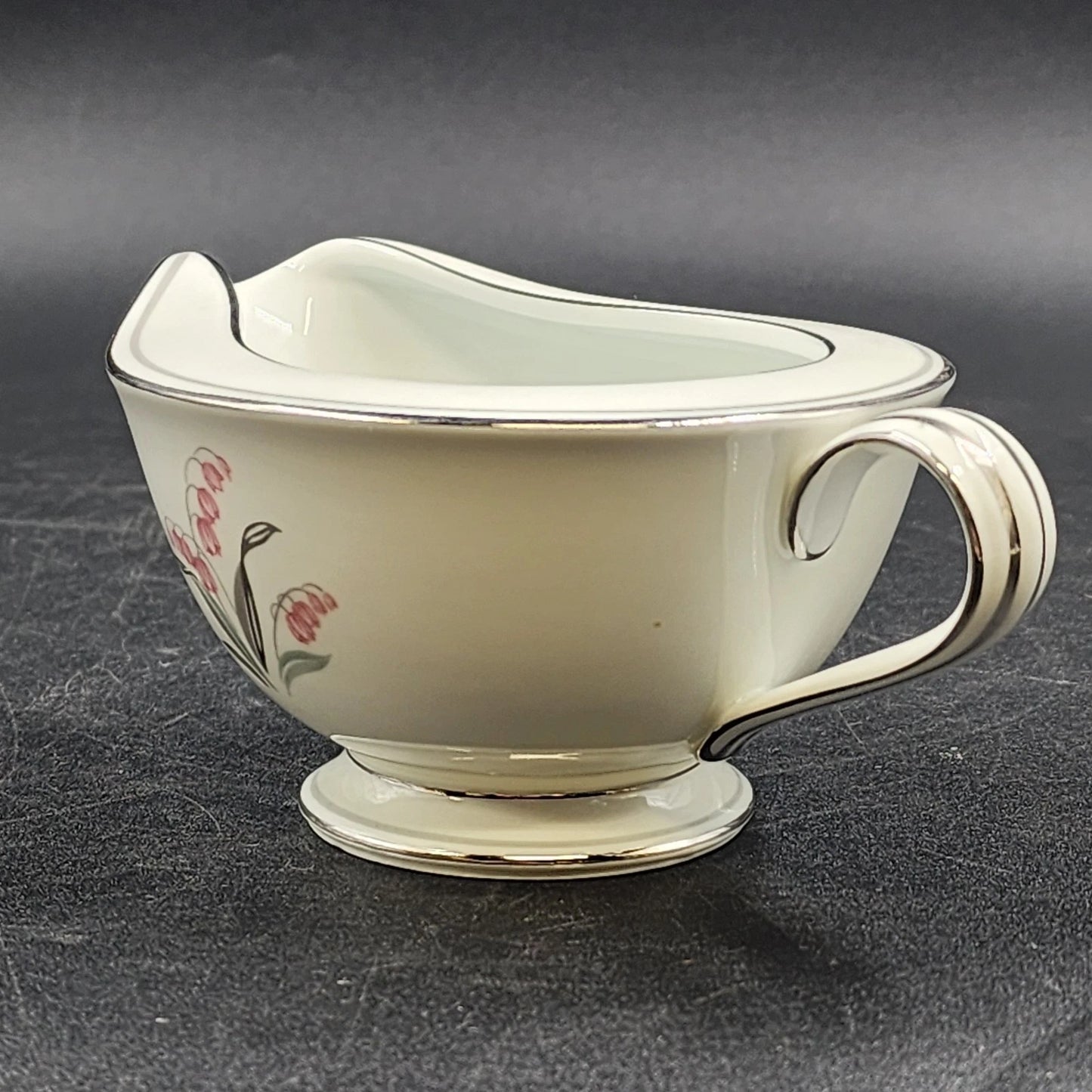 Noritake Crest 8 oz Creamer Lily of the Valley 5421 Platinum Trim Vtg Fine China