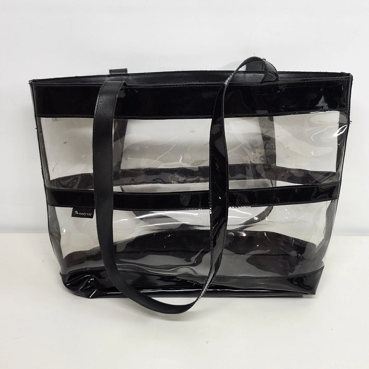 Mary Kay Clear Vinyl Tote Bag Black Patent Trim Large Shoulder Consultant Bag