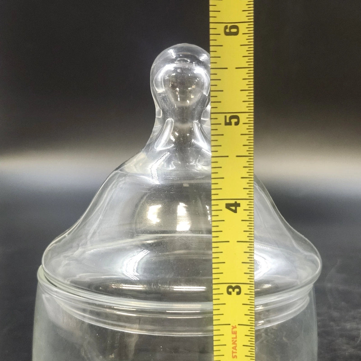 Clear Glass Apothecary Candy Jar Canister Pointed Finial Lid 5.5" Wide Base Vtg