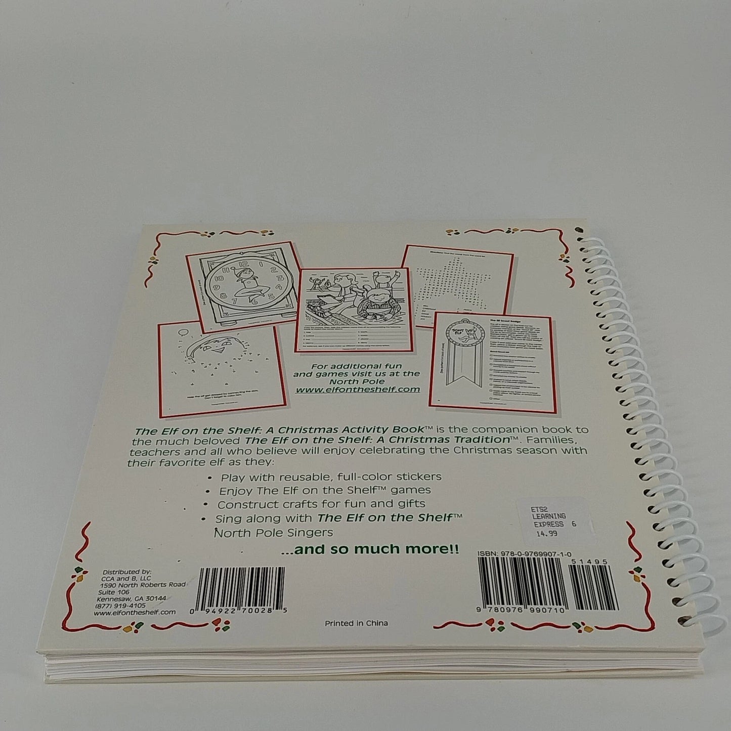The Elf on the Shelf Christmas Activity Book By Carol & Chanda Spiral Hardcover
