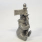 Rawcliffe P Davis Pewter Christmas Bear Holding North Pole Sign Figurine Vtg