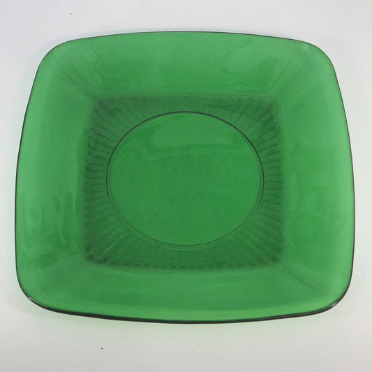Anchor Hocking Charm Forest Green Square Luncheon Plate 8.25" Collectible Glass