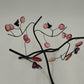 Black Metal Pink Leaf Flower Serving Bowl Stand Display Vintage 1990s 5.25"