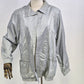 Haband Outwear Windbreaker Women's Silver Gray Metallic Crinkle Jacket Medium