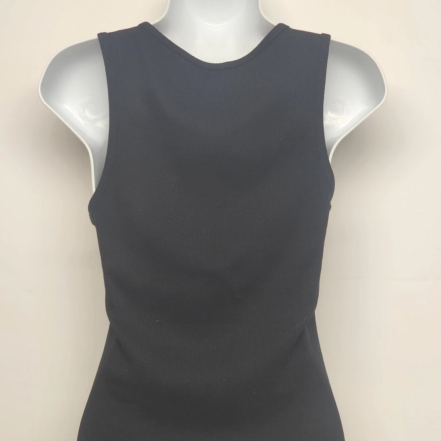 Sweet N' Kool Women's Large Black Tank Top 100% Cotton Ribbed Essential Knit Vtg