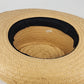 Sun Hat Straw Natural Woven Fedora Women’s Size Large Made in Mexico Wide Brim