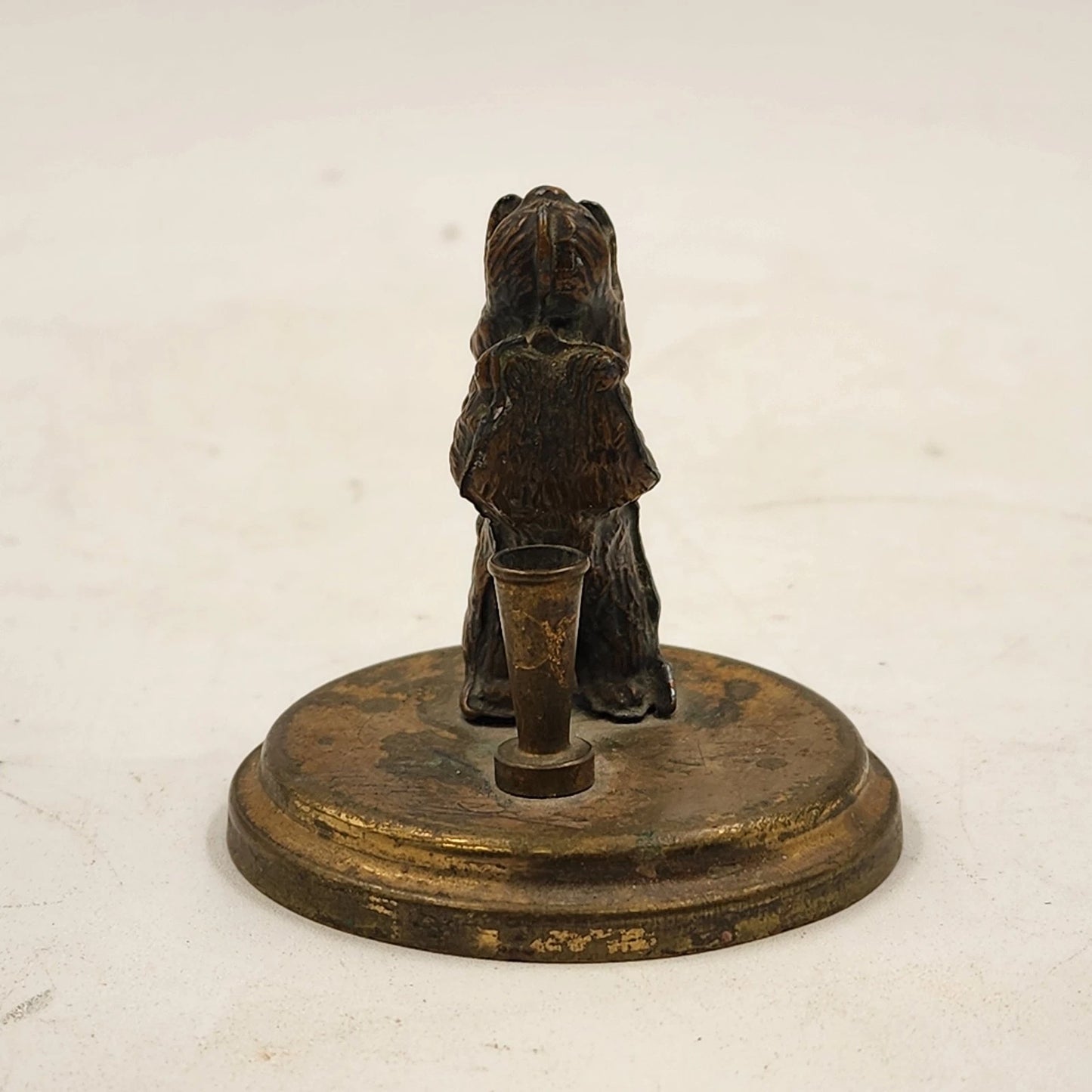 Cast Bronze Scottish Terrier Pen Holder Dog Desk Figurine 2.5" x 2.75"