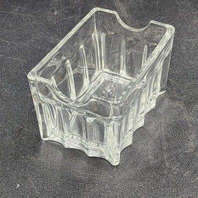 Libbey Sweetener Sugar Packet Holder Ribbed Glass Vintage Clear Caddy 3.5"x2.75"