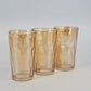 Jeannette Hex Optic Glasses Set of 3 Iridescent Marigold Carnival Glass 5" 8 oz