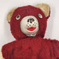 1950s Knickerbocker Teddy Bear Red Plush Toy Rubber Nose Button Eyes Collectible