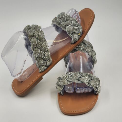 Pierre Dumas Womens Sz 10 Chester-8 Bling Silver Flat Sandals Man Made Materials