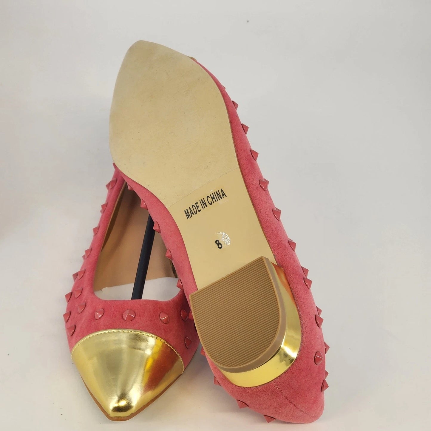 Mixx Shuz Robin Coral Suede Ballet Flats Gold Toe Women 8